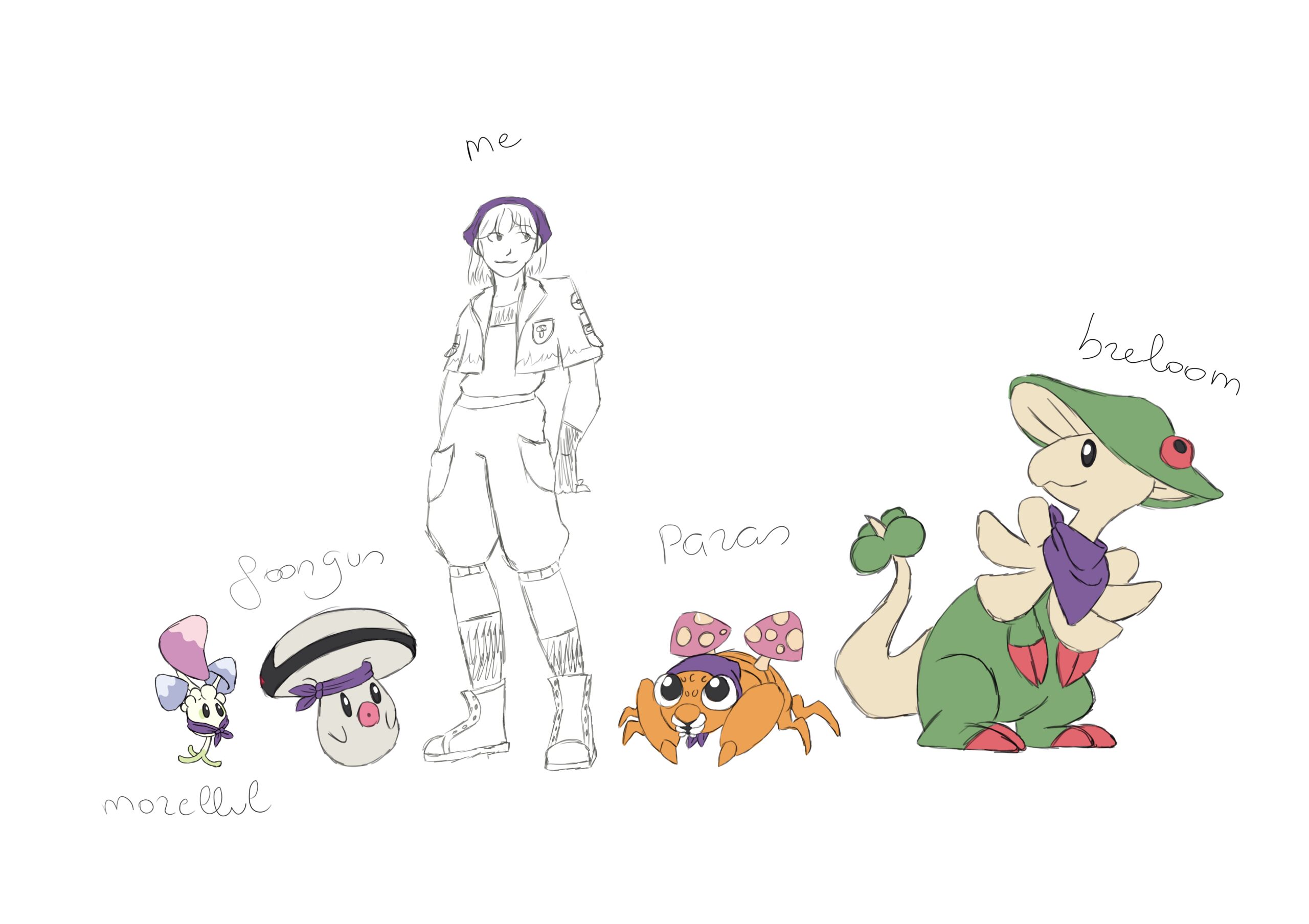 Schets van een persoon met pokemons
